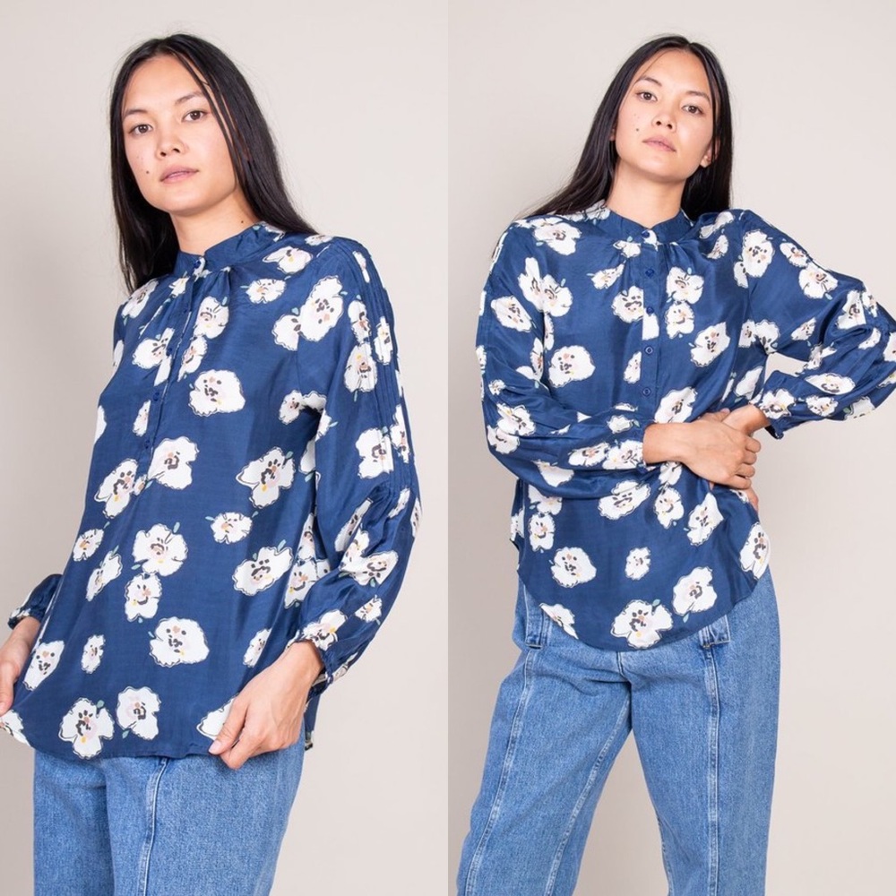 NWT Apiece Apart Floral Bravo Pintuck Blouse - Picture 2 of 13